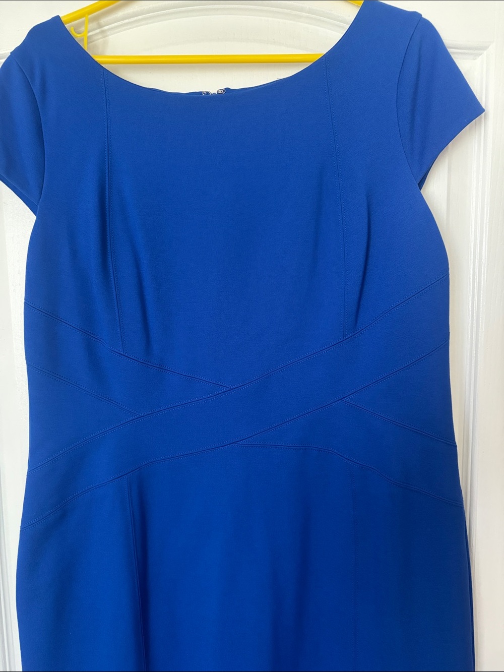 White House Black Market Royal Blue Midi Cap-Sleeve Dress